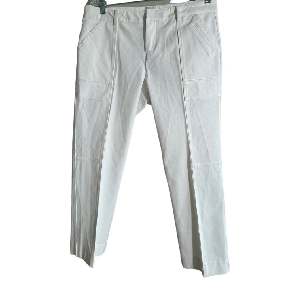 Ecru Cargo Style Faux Pockets Pin Tuck Ankle Pants White Ivory Size 10